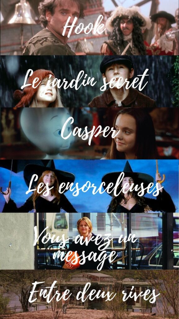 Montage de films automne cosy : Hook, Les Ensorceleuses, Le Jardin secret, Casper, Vous avez un message, Entre deux rives